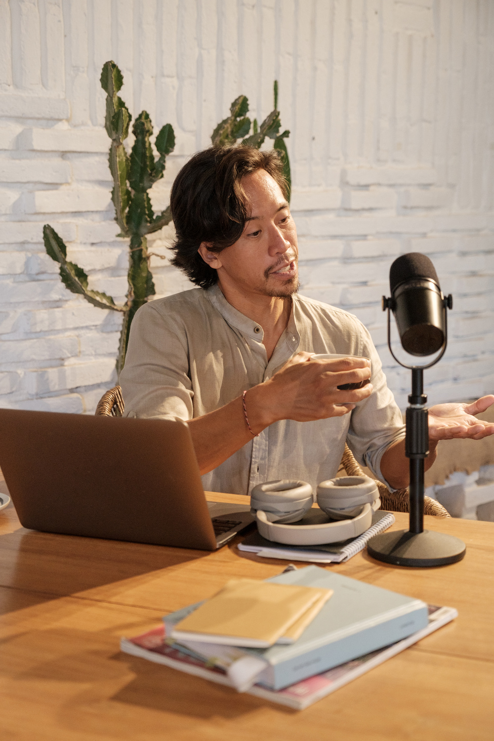 Man Hosting a Podcast