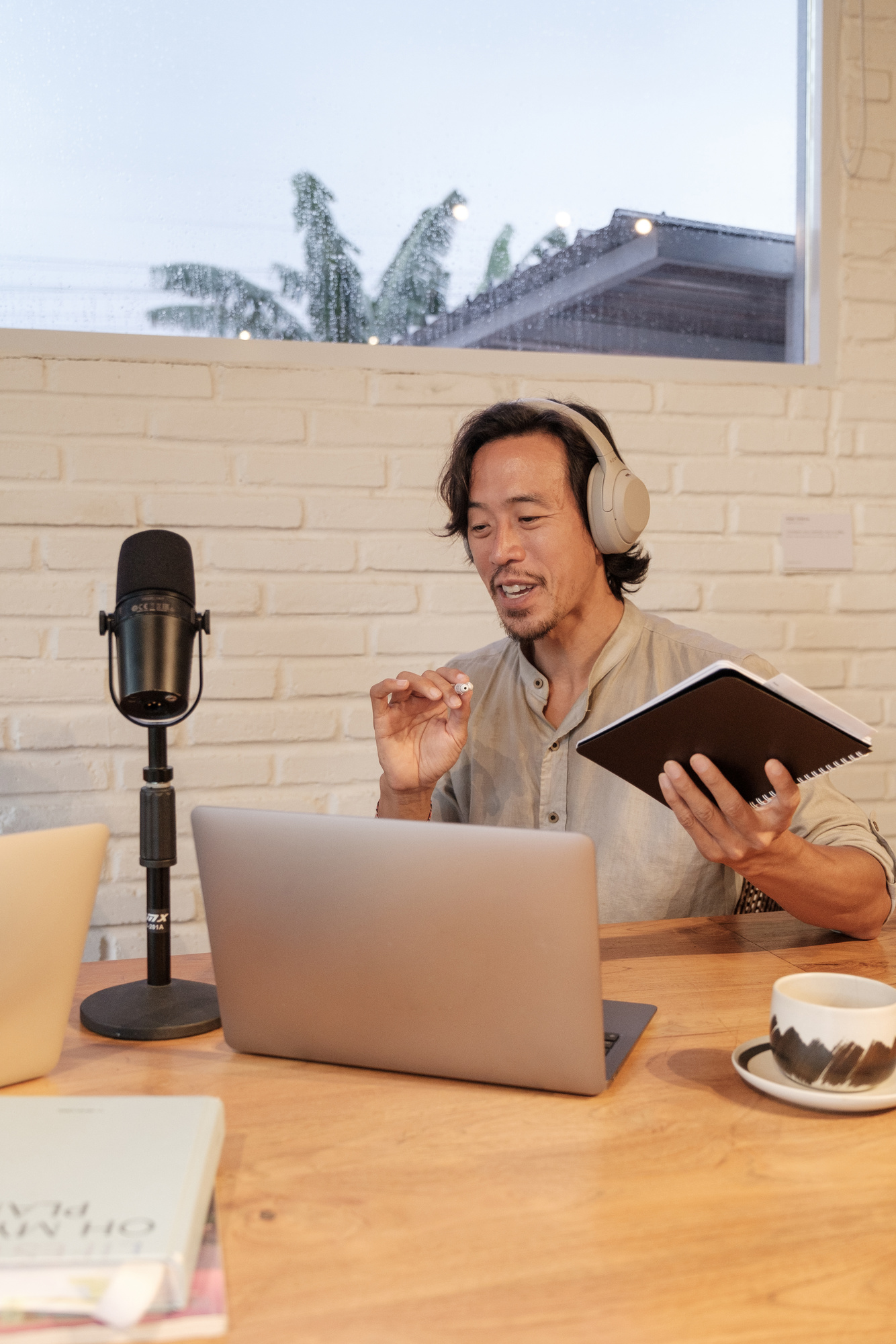 Male Host Doing a Podcast